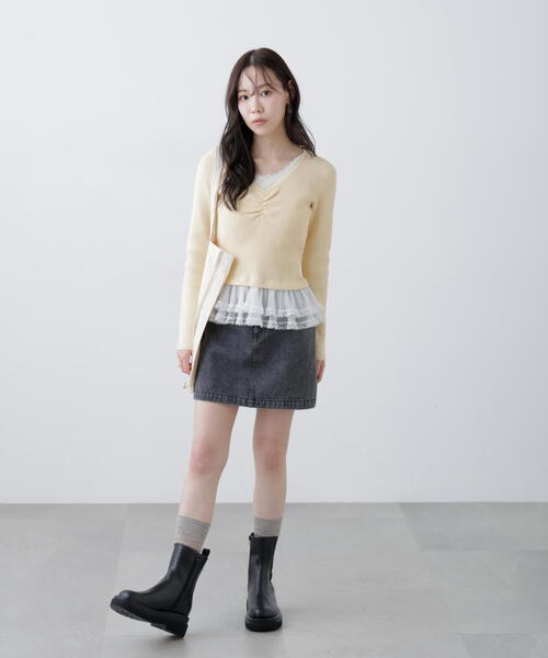 FREE'S MART（フリーズマート）の「◆レイヤードデザインリブニット（ニット/セーター・レディース・グレー/ネイビー/イエロー・FREE）」の16枚目の写真