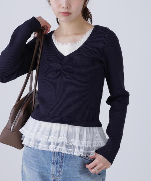 FREE'S MART（フリーズマート）の「◆レイヤードデザインリブニット（ニット/セーター・レディース・グレー/ネイビー/イエロー・FREE）」の21枚目の写真