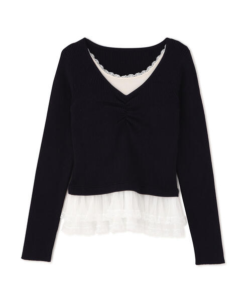 FREE'S MART（フリーズマート）の「◆レイヤードデザインリブニット（ニット/セーター・レディース・グレー/ネイビー/イエロー・FREE）」の5枚目の写真