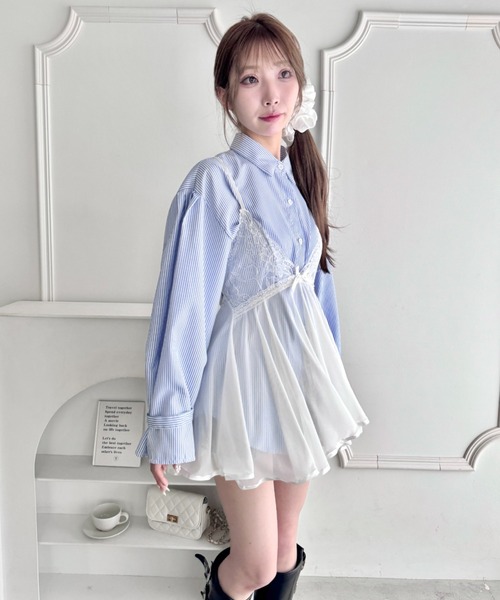 Loueme(ルエム)の「バックリボンランジェリーシアーキャミソール(ワンピース・レディース・ピンク/ホワイト/ブラック・FREE)」の18枚目の写真