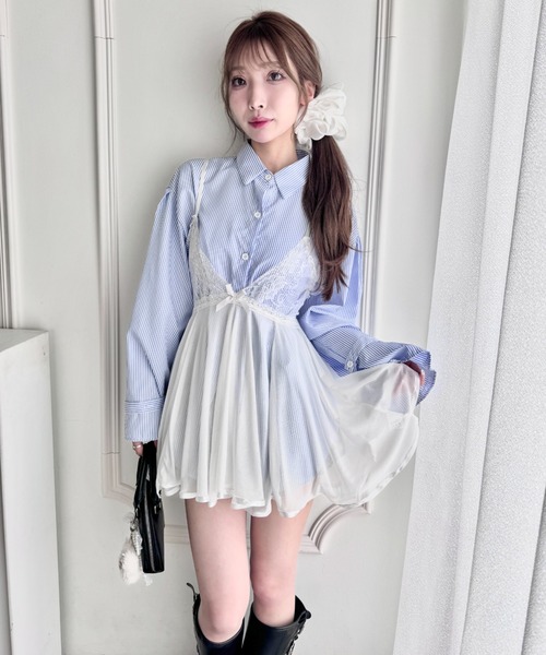 Loueme(ルエム)の「バックリボンランジェリーシアーキャミソール(ワンピース・レディース・ピンク/ホワイト/ブラック・FREE)」の19枚目の写真