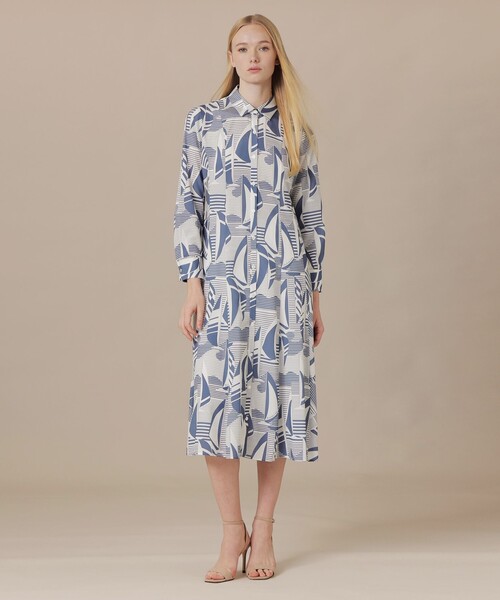 MACKINTOSH LONDON（マッキントッシュ ロンドン）の「ヨットボーダープリントワンピース（ワンピース・レディース・ブルー系その他4・38/40）」の2枚目の写真