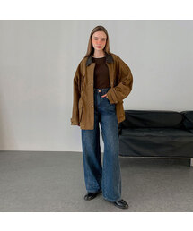 Collar Block Suede Half Work Jacket (2colors)