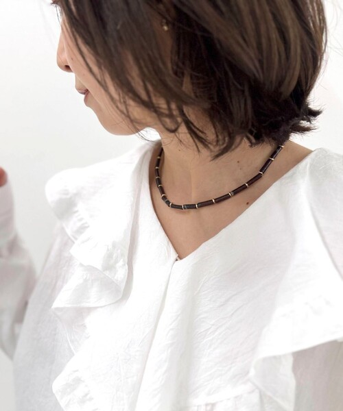 NOLLEY’S（ノーリーズ）の「【grace grace/グラスグラス】チューブ天然石ネックレス（ネックレス・レディース・ブラウン・FREE）」の6枚目の写真
