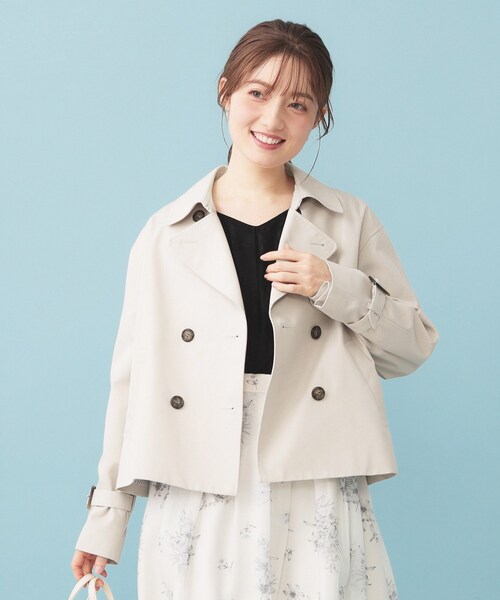 index（インデックス）の「キャンディスリーブショートトレンチコート【洗濯機OK/撥水/防花粉】《5col》（トレンチコート・レディース・サックスブルー系7/ベージュ系7/ナチュラル/ネイビー系5/ブラウン系その他・00）」の19枚目の写真