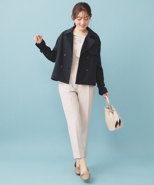 index（インデックス）の「キャンディスリーブショートトレンチコート【洗濯機OK/撥水/防花粉】《5col》（トレンチコート・レディース・サックスブルー系7/ベージュ系7/ナチュラル/ネイビー系5/ブラウン系その他・00）」の6枚目の写真