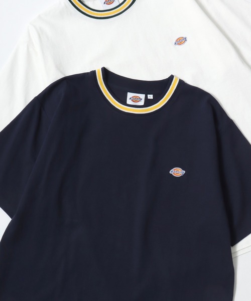 Dickies(ディッキーズ)の「Dickies/ディッキーズ 別注 オーバーサイズ ミニロゴワッペン ワンポイント刺繍 半袖Tシャツ/無地T/リブライン リンガーT/レディース メンズ(Tシャツ/カットソー・メンズ・グリーン系その他/ブラック/ホワイト/ブラック系その他/ダークグリーン/ネイビー/ホワイト系その他/ブルー系その他・M/L/XL)」の8枚目の写真