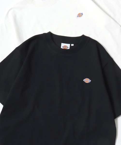 Dickies(ディッキーズ)の「Dickies/ディッキーズ 別注 オーバーサイズ ミニロゴワッペン ワンポイント刺繍 半袖Tシャツ/無地T/リブライン リンガーT/レディース メンズ(Tシャツ/カットソー・メンズ・グリーン系その他/ブラック/ホワイト/ブラック系その他/ダークグリーン/ネイビー/ホワイト系その他/ブルー系その他・M/L/XL)」の3枚目の写真