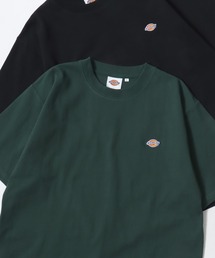 Dickies（ディッキーズ）の「Dickies ディッキーズ 別注 ミニロゴワッペン ワンポイント刺繍 半袖Tシャツ 無地T リブライン リンガーT レディース メンズ（Tシャツ/カットソー）」