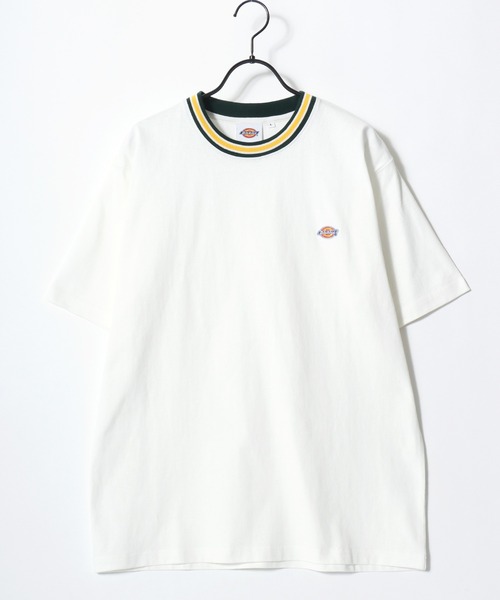 Dickies(ディッキーズ)の「Dickies/ディッキーズ 別注 オーバーサイズ ミニロゴワッペン ワンポイント刺繍 半袖Tシャツ/無地T/リブライン リンガーT/レディース メンズ(Tシャツ/カットソー・メンズ・グリーン系その他/ブラック/ホワイト/ブラック系その他/ダークグリーン/ネイビー/ホワイト系その他/ブルー系その他・M/L/XL)」の9枚目の写真