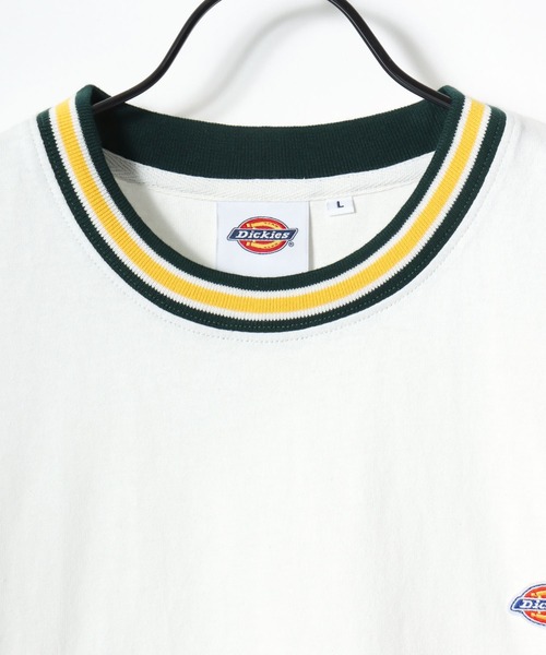 Dickies(ディッキーズ)の「Dickies/ディッキーズ 別注 オーバーサイズ ミニロゴワッペン ワンポイント刺繍 半袖Tシャツ/無地T/リブライン リンガーT/レディース メンズ(Tシャツ/カットソー・メンズ・グリーン系その他/ブラック/ホワイト/ブラック系その他/ダークグリーン/ネイビー/ホワイト系その他/ブルー系その他・M/L/XL)」の18枚目の写真