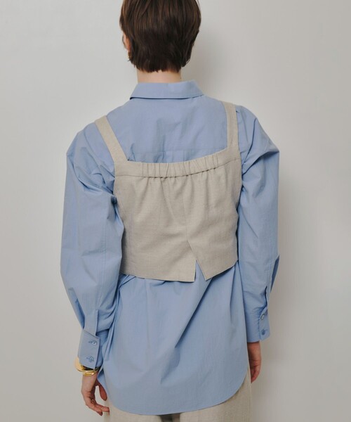 allureville(アルアバイル)の「シャークスキンショートジレ(ベスト・レディース・ベージュ/オフホワイト/ブラック・2)」の13枚目の写真