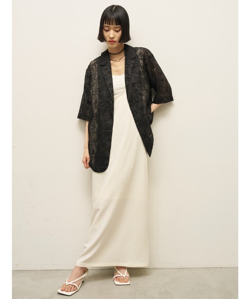 AIC.（エーアイシー）の「コード刺繍シアーハーフスリーブジャケット（テーラードジャケット・レディース・ブラック/キナリ・FREE）」の20枚目の写真