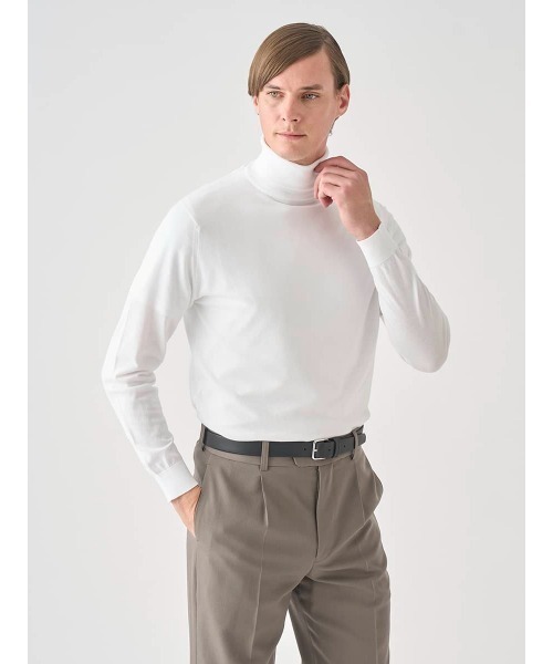 JOHN SMEDLEY(ジョンスメドレー)の「タートルネック長袖コットンニットプルオーバー(ニット/セーター・メンズ・ホワイト系2・S/M/L)」の3枚目の写真