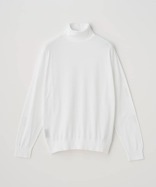 JOHN SMEDLEY(ジョンスメドレー)の「タートルネック長袖コットンニットプルオーバー(ニット/セーター・メンズ・ホワイト系2・S/M/L)」の2枚目の写真