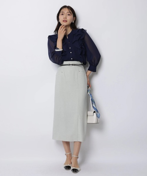 JUSGLITTY（ジャスグリッティー）の「ボウタイフリルショートブラウス（シャツ/ブラウス・レディース・オフホワイト/ピンクベージュ/ライトブルー/ネイビー・2/1）」の19枚目の写真