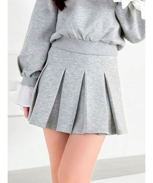 dazzlin（ダズリン）の「ハイウエストカットプリーツミニスカート（スカート・レディース・ネイビー/グレー/オフホワイト・MEDIUM/SMALL）」の3枚目の写真