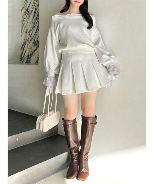 dazzlin（ダズリン）の「ハイウエストカットプリーツミニスカート（スカート・レディース・ネイビー/グレー/オフホワイト・MEDIUM/SMALL）」の21枚目の写真