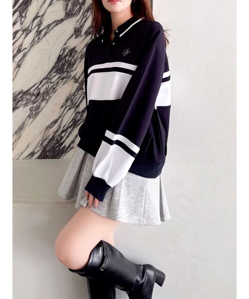 dazzlin（ダズリン）の「ハイウエストカットプリーツミニスカート（スカート・レディース・ネイビー/グレー/オフホワイト・MEDIUM/SMALL）」の5枚目の写真