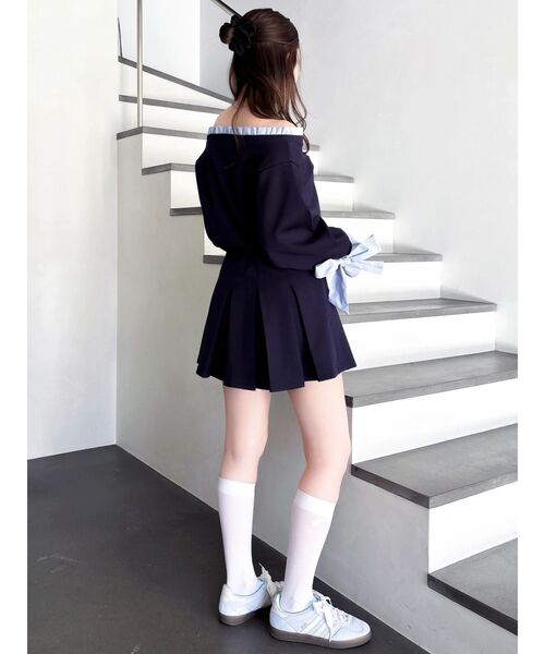 dazzlin（ダズリン）の「ハイウエストカットプリーツミニスカート（スカート・レディース・ネイビー/グレー/オフホワイト・MEDIUM/SMALL）」の17枚目の写真