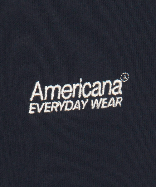 AMERICANA(アメリカーナ)の「Americana/アメリカーナ ワンポイントロゴ刺繍 ショートスリーブ ラグランスウェット / BRF-800A/3(スウェット・レディース・ネイビー/グレー・フリ-)」の7枚目の写真