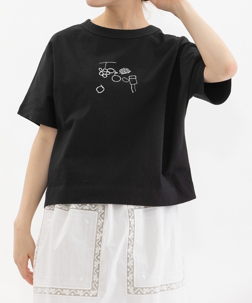 nop de nod(ノップドゥノッド)の「Cloche USコットンらくがきプリントTシャツ(Tシャツ/カットソー・レディース・ピンク/オフホワイト/ブラック・3)」の7枚目の写真