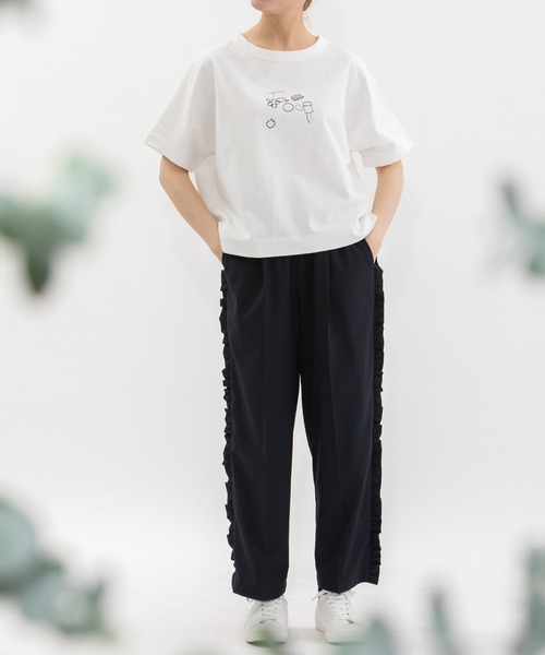 nop de nod(ノップドゥノッド)の「Cloche USコットンらくがきプリントTシャツ(Tシャツ/カットソー・レディース・ピンク/オフホワイト/ブラック・3)」の12枚目の写真