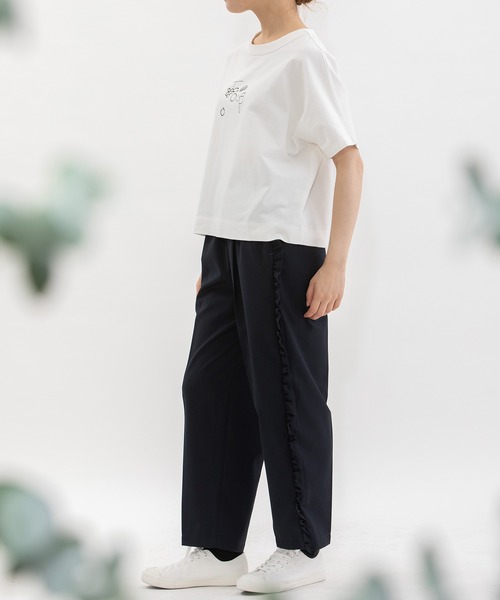 nop de nod(ノップドゥノッド)の「Cloche USコットンらくがきプリントTシャツ(Tシャツ/カットソー・レディース・ピンク/オフホワイト/ブラック・3)」の13枚目の写真