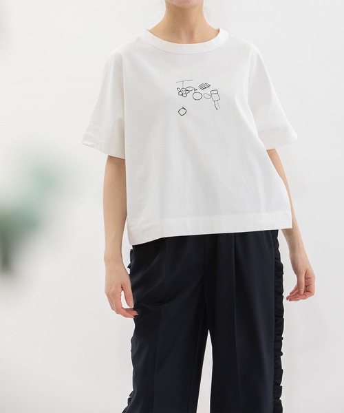 nop de nod(ノップドゥノッド)の「Cloche USコットンらくがきプリントTシャツ(Tシャツ/カットソー・レディース・ピンク/オフホワイト/ブラック・3)」の15枚目の写真