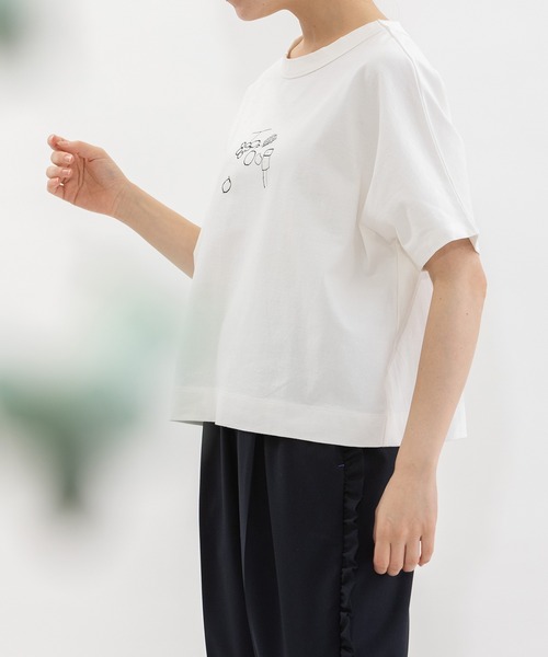 nop de nod(ノップドゥノッド)の「Cloche USコットンらくがきプリントTシャツ(Tシャツ/カットソー・レディース・ピンク/オフホワイト/ブラック・3)」の16枚目の写真