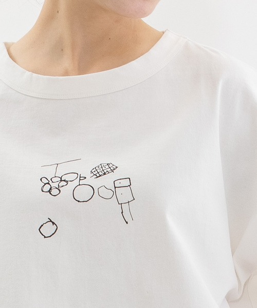 nop de nod(ノップドゥノッド)の「Cloche USコットンらくがきプリントTシャツ(Tシャツ/カットソー・レディース・ピンク/オフホワイト/ブラック・3)」の18枚目の写真
