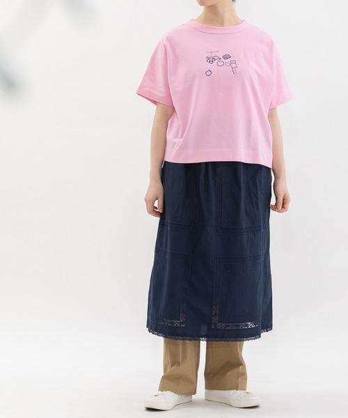 nop de nod(ノップドゥノッド)の「Cloche USコットンらくがきプリントTシャツ(Tシャツ/カットソー・レディース・ピンク/オフホワイト/ブラック・3)」の20枚目の写真