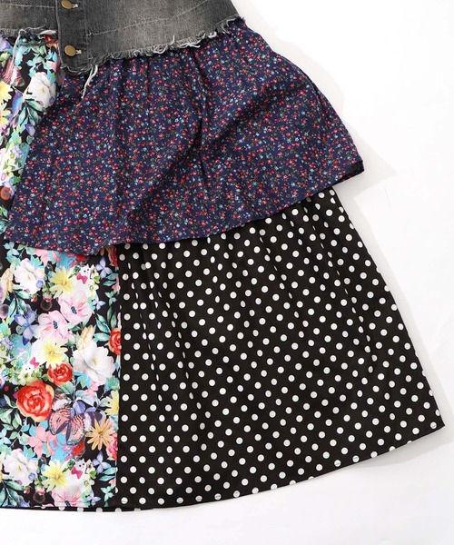 ScoLar(スカラー)の「161632:デニム×パッチワーク風 異素材切替2wayスカート(スカート・レディース・ブルー/ブラック・M)」の19枚目の写真