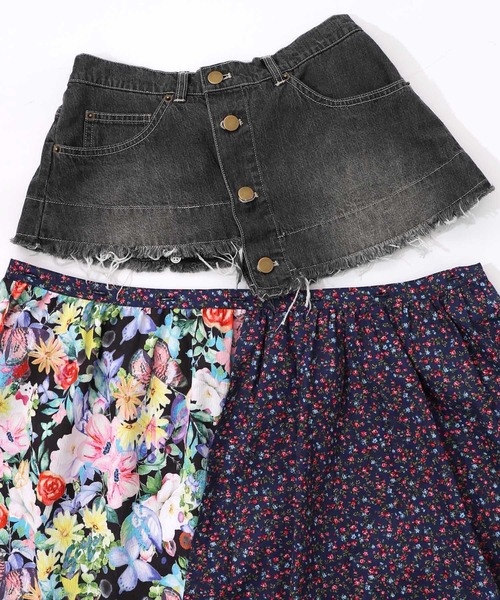ScoLar(スカラー)の「161632:デニム×パッチワーク風 異素材切替2wayスカート(スカート・レディース・ブルー/ブラック・M)」の22枚目の写真