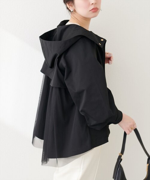 natural couture（ナチュラルクチュール）の「バックチュールペプラムマウンテンパーカージャケット（マウンテンパーカー・レディース・ブラック/アイボリー/ベージュ・FREE）」の11枚目の写真