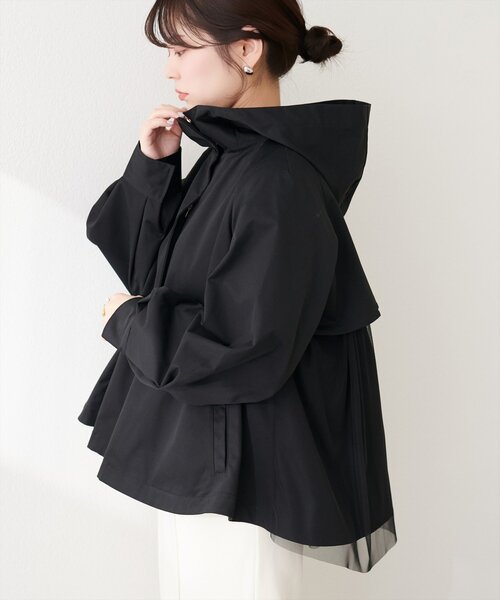 natural couture（ナチュラルクチュール）の「バックチュールペプラムマウンテンパーカージャケット（マウンテンパーカー・レディース・ブラック/アイボリー/ベージュ・FREE）」の13枚目の写真