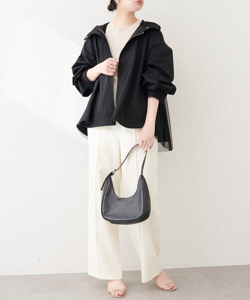 natural couture（ナチュラルクチュール）の「バックチュールペプラムマウンテンパーカージャケット（マウンテンパーカー・レディース・ブラック/アイボリー/ベージュ・FREE）」の15枚目の写真