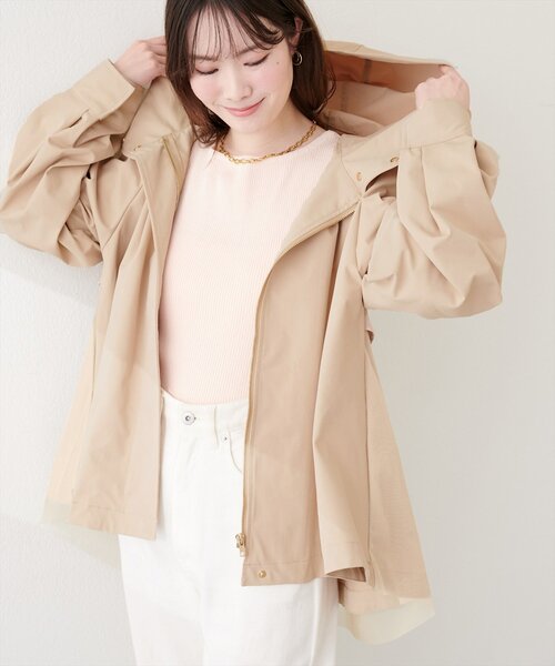 natural couture（ナチュラルクチュール）の「バックチュールペプラムマウンテンパーカージャケット（マウンテンパーカー・レディース・ブラック/アイボリー/ベージュ・FREE）」の20枚目の写真