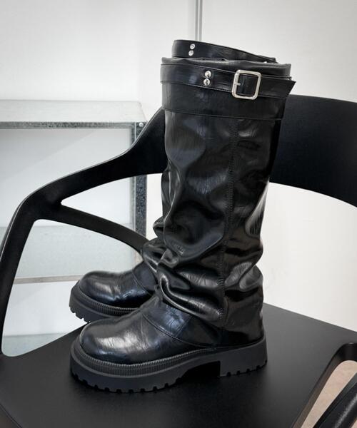 WEGO（ウィゴー）の「WEGO/ベルトカバーロングブーツ（ブーツ・レディース・ブラウン/ブラック・MEDIUM/LARGE）」の7枚目の写真