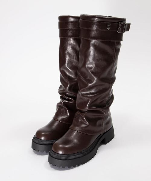 WEGO（ウィゴー）の「WEGO/ベルトカバーロングブーツ（ブーツ・レディース・ブラウン/ブラック・MEDIUM/LARGE）」の18枚目の写真