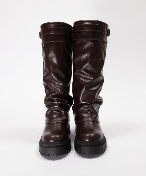 WEGO（ウィゴー）の「WEGO/ベルトカバーロングブーツ（ブーツ・レディース・ブラウン/ブラック・MEDIUM/LARGE）」の19枚目の写真