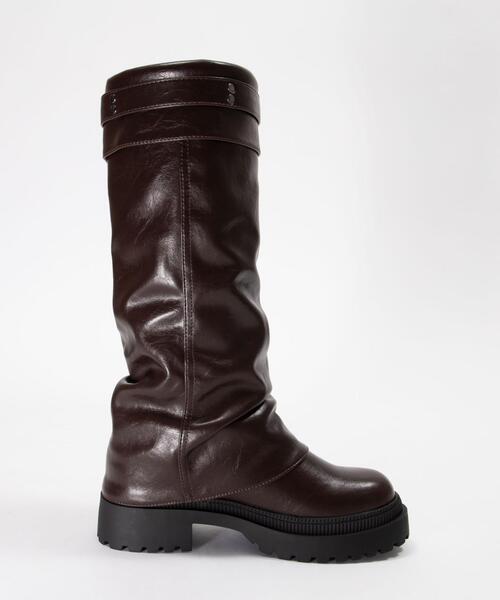 WEGO（ウィゴー）の「WEGO/ベルトカバーロングブーツ（ブーツ・レディース・ブラウン/ブラック・MEDIUM/LARGE）」の22枚目の写真