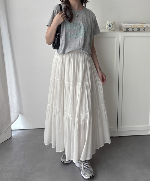 GeeRA（ジーラ）の「綿100％刺繍ロゴＴシャツ（Tシャツ/カットソー・レディース・チャコール/オフホワイト/杢グレー・MEDIUM）」の12枚目の写真