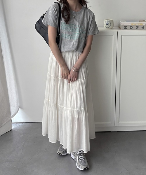 GeeRA（ジーラ）の「綿100％刺繍ロゴＴシャツ（Tシャツ/カットソー・レディース・チャコール/オフホワイト/杢グレー・MEDIUM）」の11枚目の写真