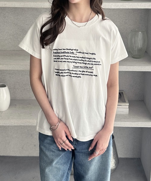GeeRA（ジーラ）の「綿100％刺繍ロゴＴシャツ（Tシャツ/カットソー・レディース・チャコール/オフホワイト/杢グレー・MEDIUM）」の16枚目の写真