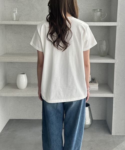 GeeRA（ジーラ）の「綿100％刺繍ロゴＴシャツ（Tシャツ/カットソー・レディース・チャコール/オフホワイト/杢グレー・MEDIUM）」の15枚目の写真