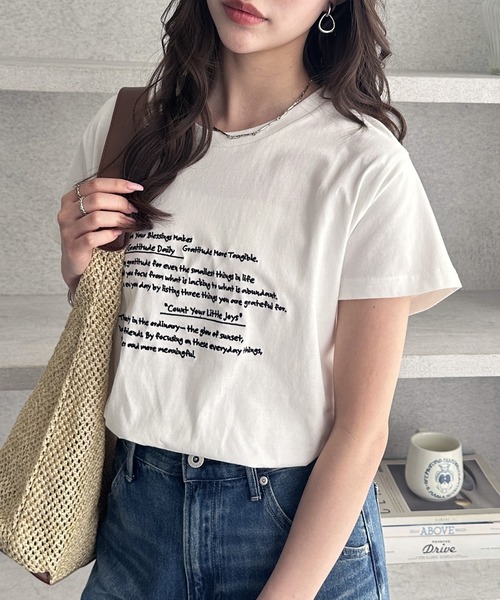 GeeRA（ジーラ）の「綿100％刺繍ロゴＴシャツ（Tシャツ/カットソー・レディース・チャコール/オフホワイト/杢グレー・MEDIUM）」の21枚目の写真