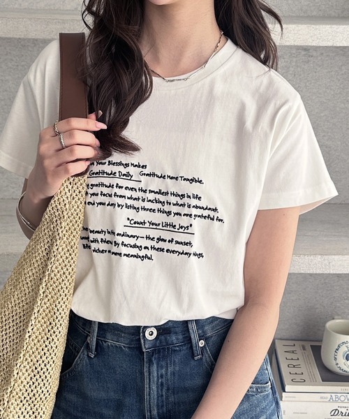 GeeRA（ジーラ）の「綿100％刺繍ロゴＴシャツ（Tシャツ/カットソー・レディース・チャコール/オフホワイト/杢グレー・MEDIUM）」の20枚目の写真