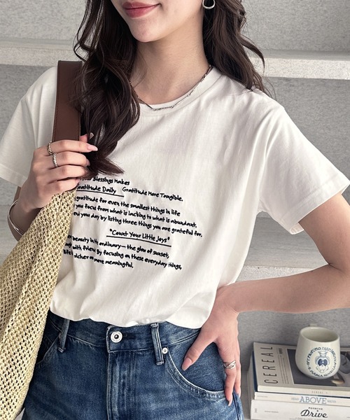 GeeRA（ジーラ）の「綿100％刺繍ロゴＴシャツ（Tシャツ/カットソー・レディース・チャコール/オフホワイト/杢グレー・MEDIUM）」の19枚目の写真