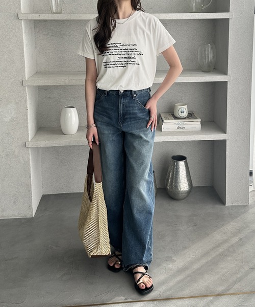 GeeRA（ジーラ）の「綿100％刺繍ロゴＴシャツ（Tシャツ/カットソー・レディース・チャコール/オフホワイト/杢グレー・MEDIUM）」の17枚目の写真